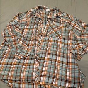 Altar'd State Checkered Shirt in Blue and Orange